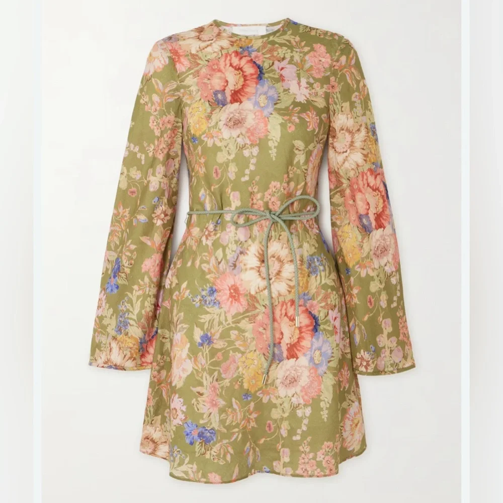Zimmermann Green Floral Print
Linen August Bias Mini Dress size OP - Picture 1 of 10